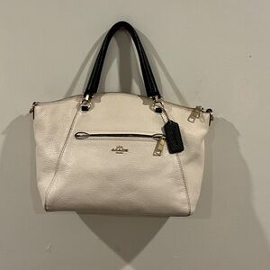 Coach Cream Tote with Black Handles
